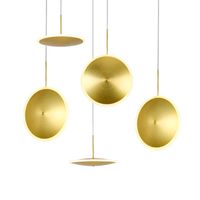 Post Modern Altın Daire LED Asılı Kolye Işık Lambası Fuaye Tasarımcı Oturma Yemek Odası Altın Çanak