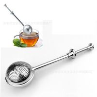 Tee-Edelstahl-Teekanne Teesieb Kugel-Form-Push-Art-Tee-Mesh-Filter wiederverwendbare Metall-Küche-Werkzeug CYZ1289 400pcs