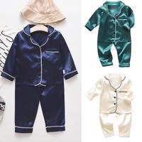 Sleepwear Roupas para crianças bebê meninos manga comprida tops sólidos + calças pijamas sleepwear sentimento suave doce roupa de sono y81