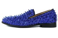 고품질 슬립 온 로퍼 EU39-EU46 남자 반짝이 스파이크 신발 로얄 블루 민들레 플랫 남자 신발 남자 신발