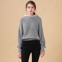 Caliente personalizada del remiendo del suéter de punto suéteres de invierno Wang 19FW color sólido flojo suéter encapuchado de los géneros de punto de las mujeres