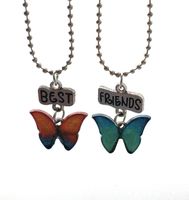 Esmalte mariposa colgante collar determinado mejores amigos Diseñador Collares 2pcs / set de Pareja Mujeres Niños Declaración de joyería del regalo del día de San Valentín
