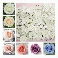 100PCS 22Colors 12CM têtes artificielles Rose Fleur Soie décorative Supermarché DIY Route Led mur de fleur de mariage Bouquet Props