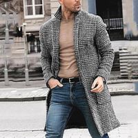 New Men's Overcoat Homens Casual Inverno Moda Hounstooth Gentlemen Casaco Longo Casaco Outwear Alta Qualidade Mens Tops Blusa Moda