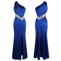 Ngel-Fashions Un solo hombro cortado de hombro Pleated Root Vestidos de noche Largo Formal Fiesta Vestidos Vestidos Royal Blue