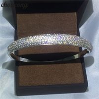 bijoux choucong pavé serti zircon cubique bracelet en argent bracelet brillant bracelet pour les femmes en or blanc rempli de bijoux de mariée