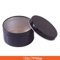 120 ml aluminium cosmetische pot lege ronde zwarte crème pot snoep doos dia 75mm kleine aroma kaars doos blikjes metalen container