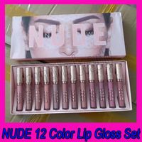 .New Lip Makeup Set 12PCS Naken matt flytande läppstift 12 färger en set läppglans lipgloss läppar kit
