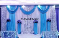 3m * 6m Hochzeitshintergrund Swag Party Vorhang Feier Bühnen Performance Hintergrund drapieren mit Perlen Pailletten funkelnden Rand