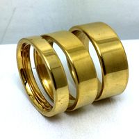 atacado 30pcs 4/6/8 mm banda Simple Gold 316L casamento Engagment anéis de aço inoxidável conforto anel de dedo de jóias