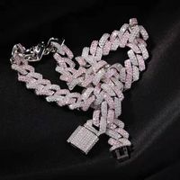 16 18inches 13mm Ketten Halsketten für Männer Luxus-Designer-mens gefror heraus rosa Diamant-Halskette Zirkon Cuban Link Kette Schmuck bling