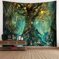 3D Psychedelische Wald Tapestry Feegarten Hippie-hängende Wand Dekorative Wohnzimmer Grün Wishing Trees Wandteppiche Wohnkultur