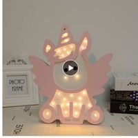 Pink Blue Color Unicorn Design Night Light Battery Power Lovely lampara infantil Switch bb glow Night Lamp For Baby boy girl