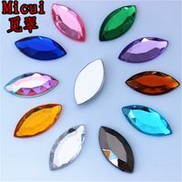 Micui 100PCS 12*25mm Mix Color Horse eye Crystal Flatback Ac...