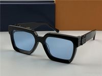 백만 장자의 럭셔리 남성 사각 모양의 안경 럭셔리 남성 1.1 백만장 블랙 메탈 블루 렌즈 스퀘어 선글라스에 대한 MN96006N 선글라스