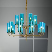 중국 푸른 유리 샹들리에 크리스탈 LED 램프 10 머리 현대 거실 레스토랑 공부 침실 가정 조명 서스펜션