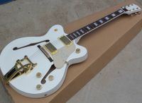 Бесплатная доставка Semi-полая белый электрической гитара с Rosewood грифом, тремоло системой, крем накладкой, может быть настроен как запрос