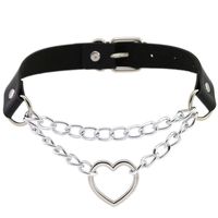 Hot Punk Harajuku Collar Chain Choker Necklace Heart PU Leat...