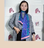 2020 de dos pisos de impresión a doble cara Pequeño bolso de la manija del lazo de la cinta 100% de la bufanda de seda de banda para el cabello mujer Pañuelos Hijab # 4203