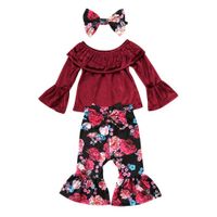 Moda para niñas niños ropa chicas de la parte superior del hombro con pantalones florales para niños pequeños ropa de niño ropa para niños
