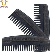 MOQ 100pcs Preminum OEM logo personalizzato pettine per capelli testi metallici in metallo barba in legno pettine pettini per uomo