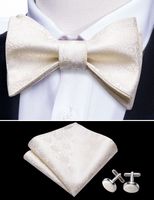 US Warehouse Stropdas Set Custom Silk Floral Ice Cream White Jacquard Self Tie Boog Ties voor Mannen Drop Gratis verzending LH-1004