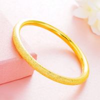 Planeado simple estilo clásico brazalete 18k oro amarillo lleno de boda pulsera sin abrir la joyería sólida