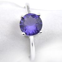 LuckyShine Vintage Six Claw Round Shaped Amethyst Cubic Zirc...