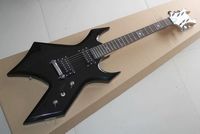 Negro de encargo de la fábrica forma inusual de la guitarra eléctrica con puente fijo, palisandro con Spider embutido, ofreciendo servicios personalizados