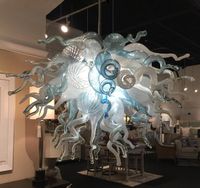 Lampa vit och blå ljuskronor Belysning Handgjorda ljuskrona LED 1 års garanti Murano glas hänge lampor