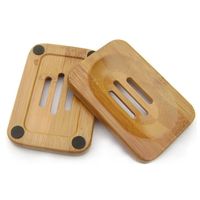 Natural Bamboo Wood Soap Rack Wooden Soap Case Holder Tray D...