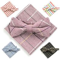 Formal bow tie set British style bowknot handkerchief cotton...