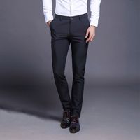 2020 Männer beiläufige Klage Hosen Hochzeit Business Fashion Elastic Solid Color Slim Fit Hose Thin Büro-Kleid Hosen
