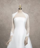 2022 Modest Giacche da sposa da sposa Bolero Tulle Pleated con maniche lunghe Applique Involucro per abiti da sposa Abiti Plus Size