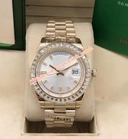 Последняя версия Luxury Watch 41mm ICE BLUE багет платиновый циферблат мужские Стальные часы браслет 228396 228396 автоматические мужские модные мужские часы