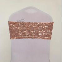 Cheap price Free shipping 100PCS Sequin Chair band ROSE GOLD Color chair sashes Christmas Party Decorations