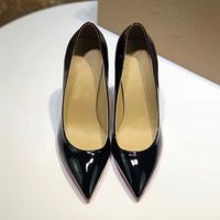 Luxe hoge hak vrouwen lederen jurk schoenen ontwerper zwarte stiletto hak schoenen vrouwen bruiloft feestjurk schoenen met doos, ontvangst
