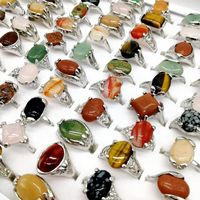 30 peças/lote arco -íris banda natural gem rings de pedra para homens mix mix bohemian designs casais designer jóias acessórios de jóias de presente por atacado