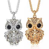 Vintage Crystal Owl Pendant Necklace Design Rhinestones For ...
