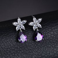 Top Quality White Gold Color CZ Stone Drop Earings Women Fashion Earrings For Bridal Wedding Bijoux Accessories Gift