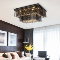 Modern creative rectangle crystal chandelier light ceiling l...