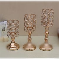 SOPORTES DE PIE cristalino de la vendimia Tealight vela candelabro de metal de cristal para la boda Centros de mesa Mesa de comedor Casa regalo de la decoración