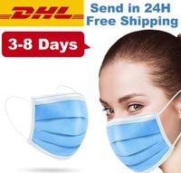 Máscara facial descartável de navio rápido 3 camadas máscaras de boca em pó de orelha cobrem tamanho médio não tecido para mulheres e homens