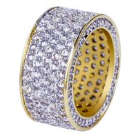 Hip Hop Jewelry Mens Gold Ring Iced Out Rings Micro Pave Cub...