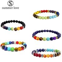 sell 7 chakra 8mm healing balance beads bracelet for women men adjustable size nature stone yoga bracelet fashion jewelry gift