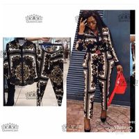 2018 Yeni Fahsion L-XXXXL Lady Dashiki için Afrika Giysileri Üst Ve Pantolon Takım Elbise Şifon Elbise