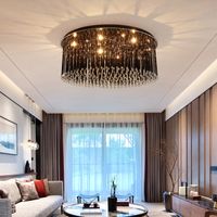Modernes runder Kristall-Kronleuchter Licht Deckenleuchte schwarz Luxus-Kristall-Kronleuchter LED-Deckenleuchte für Schlafzimmer Arbeitszimmer Foyer Beleuchtung