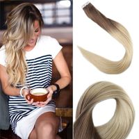 Tape In Human Hair Extensions Ombre Dark Brown 6# Shade To Bleached Blonde 613# 20pcs 50gram Brazilian Remy Hairs