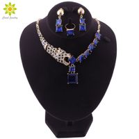 Blue Crystal Necklace Earrings Bracelet Set Indian Bridal Je...