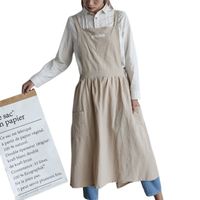 Nordisk pläterad kjol förkläde bomull linne bib med fickblomma kaffebutik matlagning bakning hantverk trädgårdsarbete